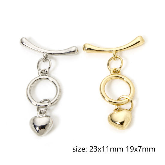 Image de 2 Kits Fermoir Toggle en Laiton Rond Cœur Multicolore