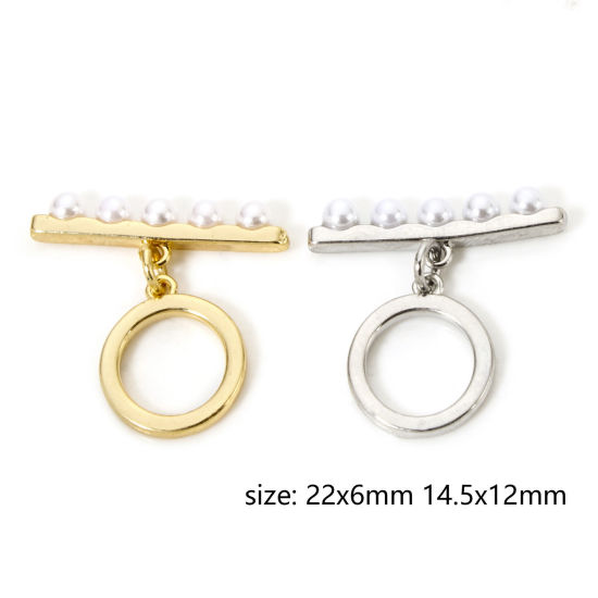 Image de 2 Kits Fermoir Toggle en Laiton Rond Multicolore Perle Imitation Acrylique