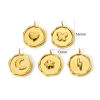 Picture of Eco-friendly PVD Vacuum Plating 304 Stainless Steel Valentine's Day Charms 18K Real Gold Plated Round Disc Moon 16mm x 13mm