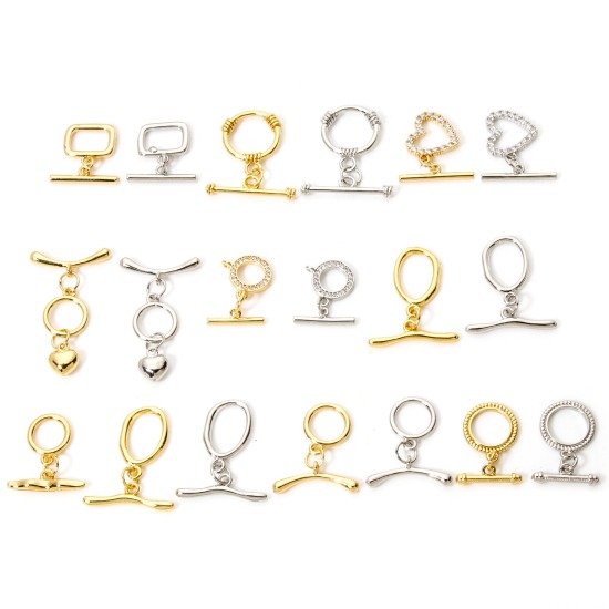 Image de 2 Kits Fermoir Toggle en Laiton Rond Cœur Multicolore