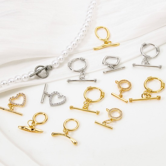 Image de 2 Kits Fermoir Toggle en Laiton Rond Cœur Multicolore