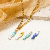 Picture of Eco-friendly PVD Vacuum Plating 304 Stainless Steel Ocean Jewelry Charms 18K Real Gold Plated At Random Color Fish Animal Stripe Enamel 18.5mm x 5mm