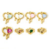 Picture of Eco-friendly PVD Vacuum Plating 304 Stainless Steel Valentine's Day Charms 18K Real Gold Plated Heart Multicolour Cubic Zirconia
