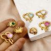 Picture of Eco-friendly PVD Vacuum Plating 304 Stainless Steel Valentine's Day Charms 18K Real Gold Plated Heart Multicolour Cubic Zirconia
