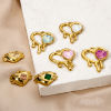 Picture of Eco-friendly PVD Vacuum Plating 304 Stainless Steel Valentine's Day Charms 18K Real Gold Plated Heart Multicolour Cubic Zirconia