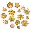 Picture of Vacuum Plating 304 Stainless Steel Beads Caps Flower 18K Gold Plated