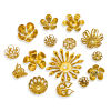 Picture of Vacuum Plating 304 Stainless Steel Beads Caps Flower 18K Gold Plated