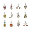 Picture of Brass Charms Platinum Plated Fruit 3D Multicolour Cubic Zirconia