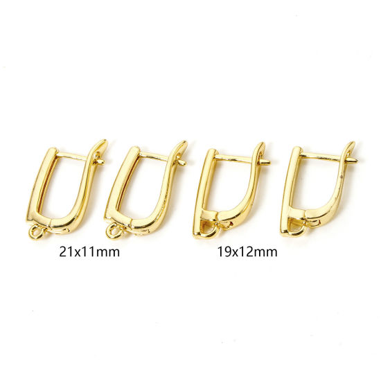 Picture of Brass Earrings 18K Gold Plated U Shaped With Loop