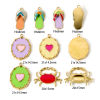 Picture of Eco-friendly PVD Vacuum Plating 304 Stainless Steel Charms 14K Real Gold Plated Multicolor Enamel Flip Flops Slipper Crab