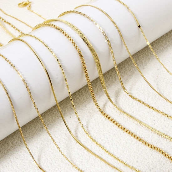 Image de 1 Pièce Chaînes en Laiton Colliers Plaqué Or 18K