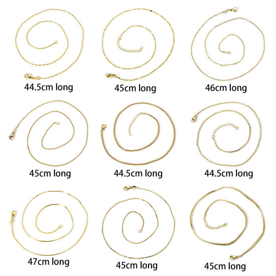 Image de 1 Pièce Chaînes en Laiton Colliers Plaqué Or 18K