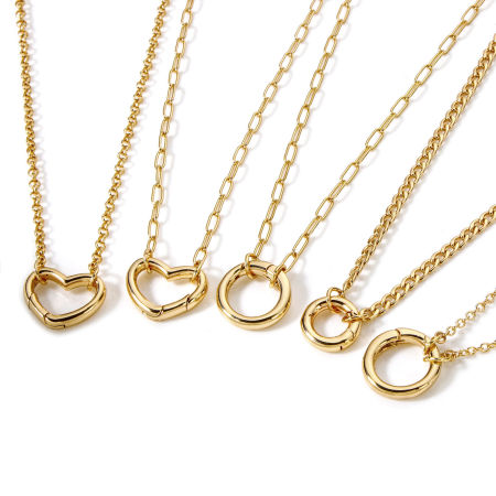 1 Unidad Latón Cadenas Collares Chapado en Oro de 18K Con Cierre De Resorte