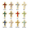Picture of Eco-friendly PVD Vacuum Plating 304 Stainless Steel Birthstone Charms 14K Real Gold Plated Cross 25mm x 15mm