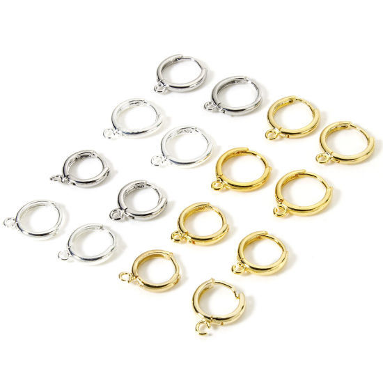 Picture of Eco-friendly Brass Hoop Earrings Wholesale Real Gold Plated Round With Loop