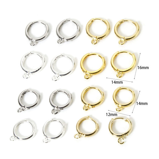 Picture of Eco-friendly Brass Hoop Earrings Wholesale Real Gold Plated Round With Loop