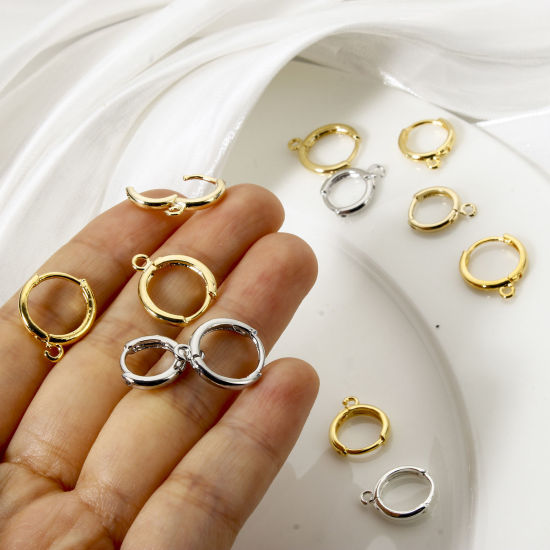 Picture of Eco-friendly Brass Hoop Earrings Wholesale Real Gold Plated Round With Loop