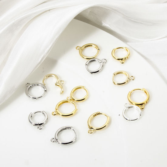 Picture of Eco-friendly Brass Hoop Earrings Wholesale Real Gold Plated Round With Loop