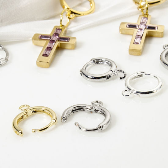Picture of Eco-friendly Brass Hoop Earrings Wholesale Real Gold Plated Round With Loop