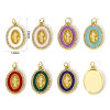 Picture of Eco-friendly Brass Religious Charms 18K Real Gold Plated Enamel Oval Jesus Micro Pave Clear Cubic Zirconia 24mm x 14mm