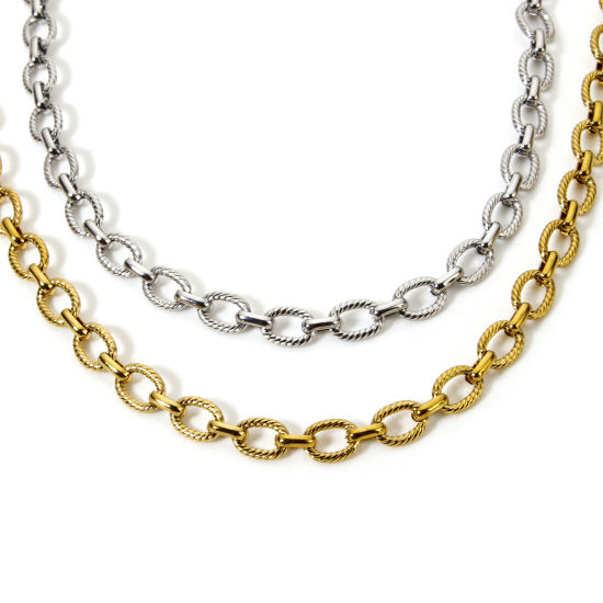 Image de Colliers En Gros Multicolore en 304 Acier Inoxydable, Chaîne Maille Forçat, Unisexe Respectueux de la Nature Vintage Cadeau Bijoux pour Détaillants 40cm long, Taille de la Chaîne: 7mm, 1 Pièce