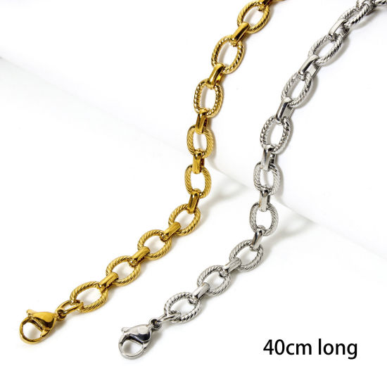 Image de Colliers En Gros Multicolore en 304 Acier Inoxydable, Chaîne Maille Forçat, Unisexe Respectueux de la Nature Vintage Cadeau Bijoux pour Détaillants 40cm long, Taille de la Chaîne: 7mm, 1 Pièce