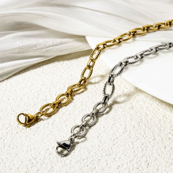 Image de Colliers En Gros Multicolore en 304 Acier Inoxydable, Chaîne Maille Forçat, Unisexe Respectueux de la Nature Vintage Cadeau Bijoux pour Détaillants 40cm long, Taille de la Chaîne: 7mm, 1 Pièce