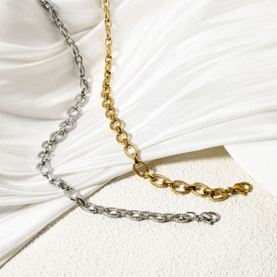 Image de Colliers En Gros Multicolore en 304 Acier Inoxydable, Chaîne Maille Forçat, Unisexe Respectueux de la Nature Vintage Cadeau Bijoux pour Détaillants 40cm long, Taille de la Chaîne: 7mm, 1 Pièce