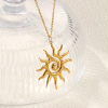 Picture of Eco-friendly PVD Vacuum Plating Stylish Galaxy 18K Real Gold Plated 304 Stainless Steel Link Cable Chain Sun Pendant Charm Necklace For Women Gift 45cm(17.7") + 5cm(2") long