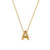 Picture of Eco-friendly Vacuum Plating Minimalist Stylish 18K Real Gold Plated 304 Stainless Steel Link Cable Chain Capital Alphabet Initial Letter Message " A-Z " Pendant Charm Necklace Unisex Gift 45cm(17.7") + 5cm(2") long