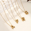 Picture of Eco-friendly Vacuum Plating Minimalist Stylish 18K Real Gold Plated 304 Stainless Steel Link Cable Chain Capital Alphabet Initial Letter Message " A-Z " Pendant Charm Necklace Unisex Gift 45cm(17.7") + 5cm(2") long
