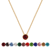 Picture of Eco-friendly PVD Vacuum Plating Exquisite Birthstone 18K Real Gold Plated 304 Stainless Steel & Rhinestone Link Cable Chain Round Pendant Charm Necklace For Women Gift 45cm(17.7") + 5cm(2") long