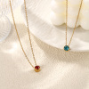 Picture of Eco-friendly PVD Vacuum Plating Exquisite Birthstone 18K Real Gold Plated 304 Stainless Steel & Rhinestone Link Cable Chain Round Pendant Charm Necklace For Women Gift 45cm(17.7") + 5cm(2") long