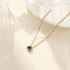 Picture of Eco-friendly PVD Vacuum Plating Exquisite Birthstone 18K Real Gold Plated 304 Stainless Steel & Rhinestone Link Cable Chain Round Pendant Charm Necklace For Women Gift 45cm(17.7") + 5cm(2") long