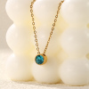 Picture of Eco-friendly PVD Vacuum Plating Exquisite Birthstone 18K Real Gold Plated 304 Stainless Steel & Rhinestone Link Cable Chain Round Pendant Charm Necklace For Women Gift 45cm(17.7") + 5cm(2") long