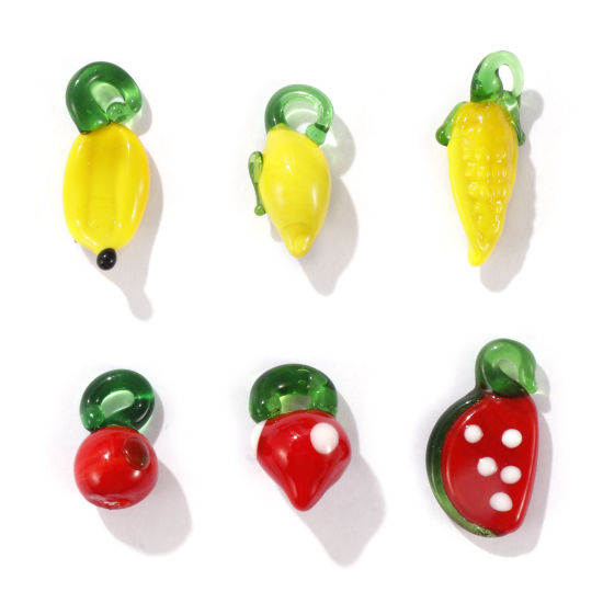Image de 10 Pcs Breloques 3D en Verre au Chalumeau Multicolore Fruits