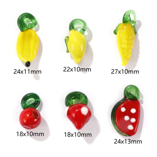 Image de 10 Pcs Breloques 3D en Verre au Chalumeau Multicolore Fruits
