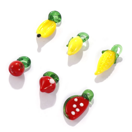 Image de 10 Pcs Breloques 3D en Verre au Chalumeau Multicolore Fruits