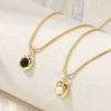 Picture of 18K Real Gold Plated Link Cable Chain Oval Pendant Charm Necklace, Brass & Acrylic 45cm(17.7") + 5cm(2"), For Women, Stylish Simple Gift, Eco-friendly