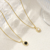 Picture of 18K Real Gold Plated Link Cable Chain Oval Pendant Charm Necklace, Brass & Acrylic 45cm(17.7") + 5cm(2"), For Women, Stylish Simple Gift, Eco-friendly
