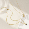 Picture of 18K Real Gold Plated Link Cable Chain Oval Pendant Charm Necklace, Brass & Acrylic 45cm(17.7") + 5cm(2"), For Women, Stylish Simple Gift, Eco-friendly