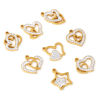 Picture of Eco-friendly PVD Vacuum Plating 304 Stainless Steel Valentine's Day Charms 18K Real Gold Plated White Enamel Heart Micro Pave Clear Rhinestone