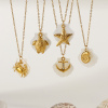 Picture of 18K Real Gold Plated Link Cable Chain Pendant Charm Necklace, 304 Stainless Steel & Natural Shell 45cm(17.7") + 5cm(2"), For Women, Exquisite Ocean Jewelry Gift, Eco-friendly PVD Vacuum Plating