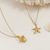 Picture of 18K Real Gold Plated Link Cable Chain Pendant Charm Necklace, 304 Stainless Steel & Natural Shell 45cm(17.7") + 5cm(2"), For Women, Exquisite Ocean Jewelry Gift, Eco-friendly PVD Vacuum Plating
