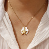 Picture of 18K Real Gold Plated Link Cable Chain Pendant Charm Necklace, 304 Stainless Steel & Natural Shell 45cm(17.7") + 5cm(2"), For Women, Exquisite Ocean Jewelry Gift, Eco-friendly PVD Vacuum Plating