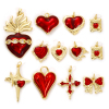 Picture of Eco-friendly Brass Charms 18K Real Gold Plated Red Enamel Heart Star