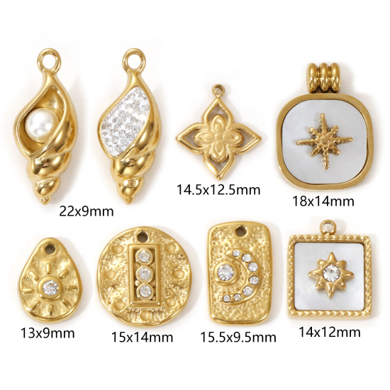 Picture of Eco-friendly PVD Vacuum Plating 304 Stainless Steel Charms 18K Real Gold Plated