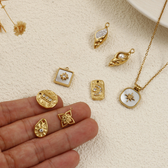 Picture of Eco-friendly PVD Vacuum Plating 304 Stainless Steel Charms 18K Real Gold Plated