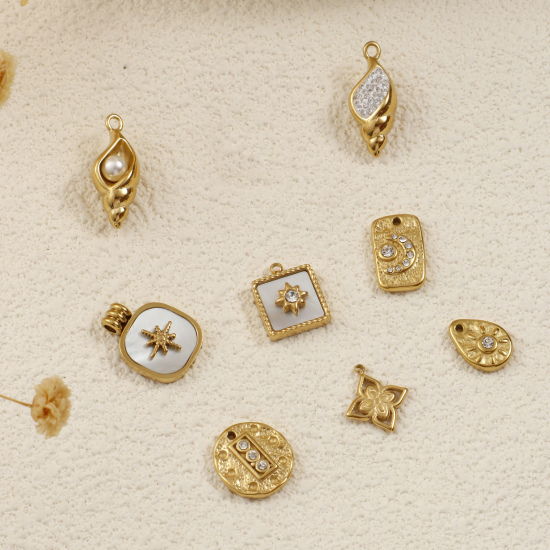 Picture of Eco-friendly PVD Vacuum Plating 304 Stainless Steel Charms 18K Real Gold Plated