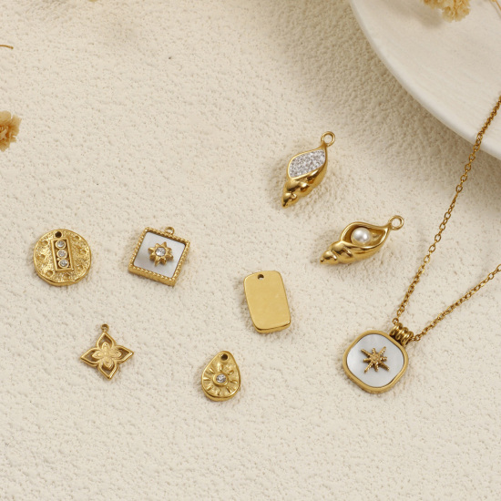 Picture of Eco-friendly PVD Vacuum Plating 304 Stainless Steel Charms 18K Real Gold Plated